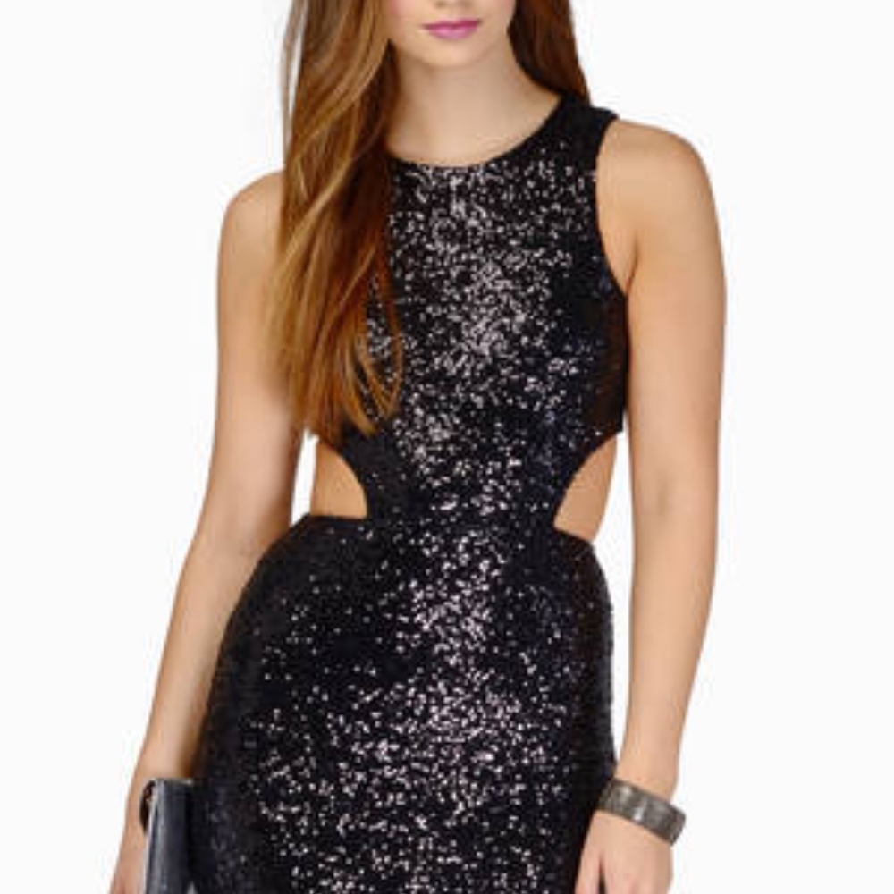 Tobi "Yez" Black Sequin Mini Cutout Dress M